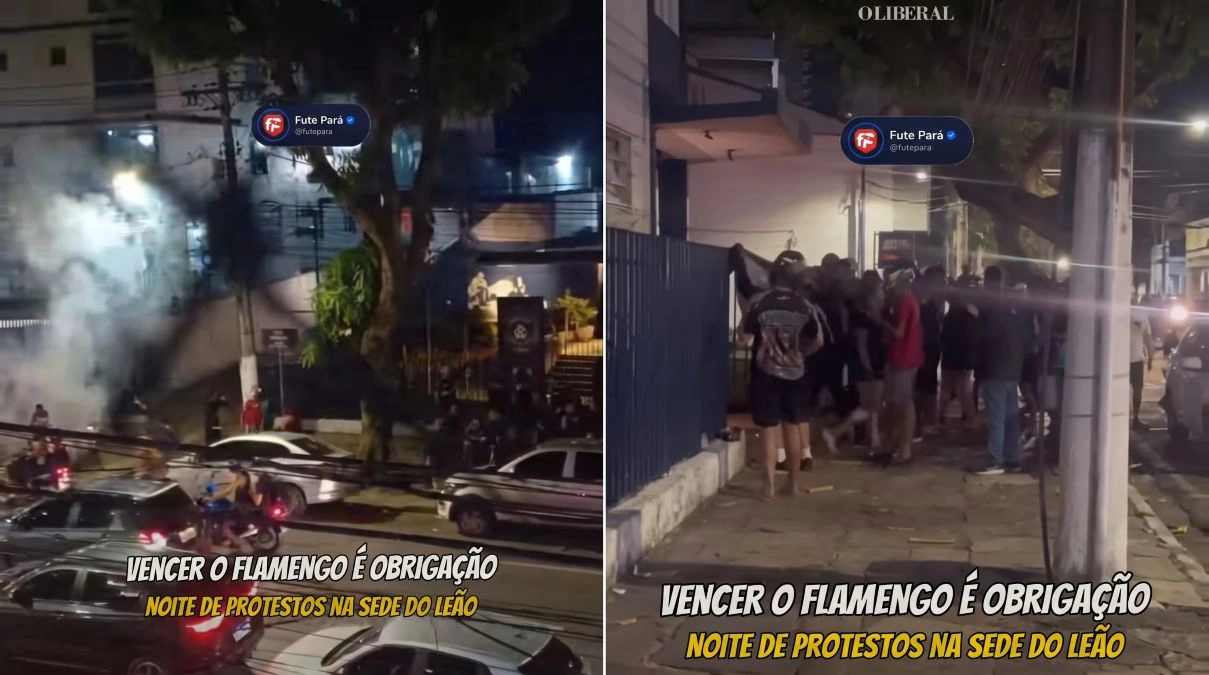 Torcida do Remo faz protesto e pressão antes de jogo com Fla