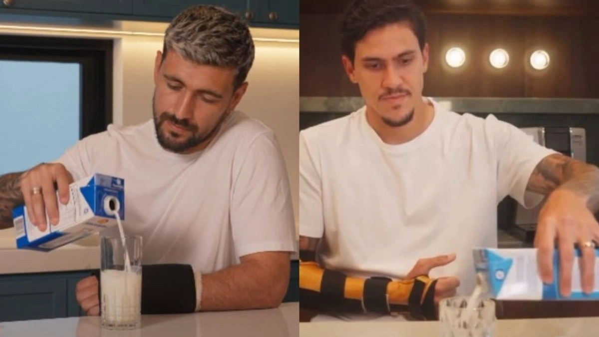 Arrascaeta, do Flamengo, imita Pedro e toma leite