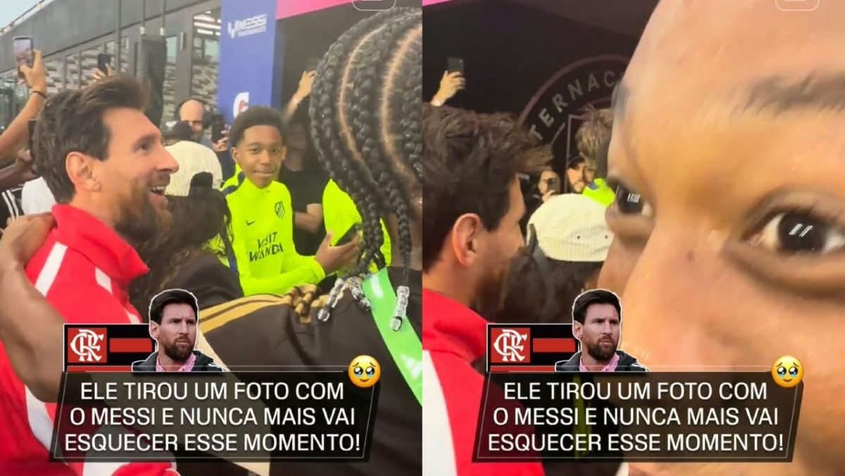 Jogador do Flamengo enlouquece após foto com Messi