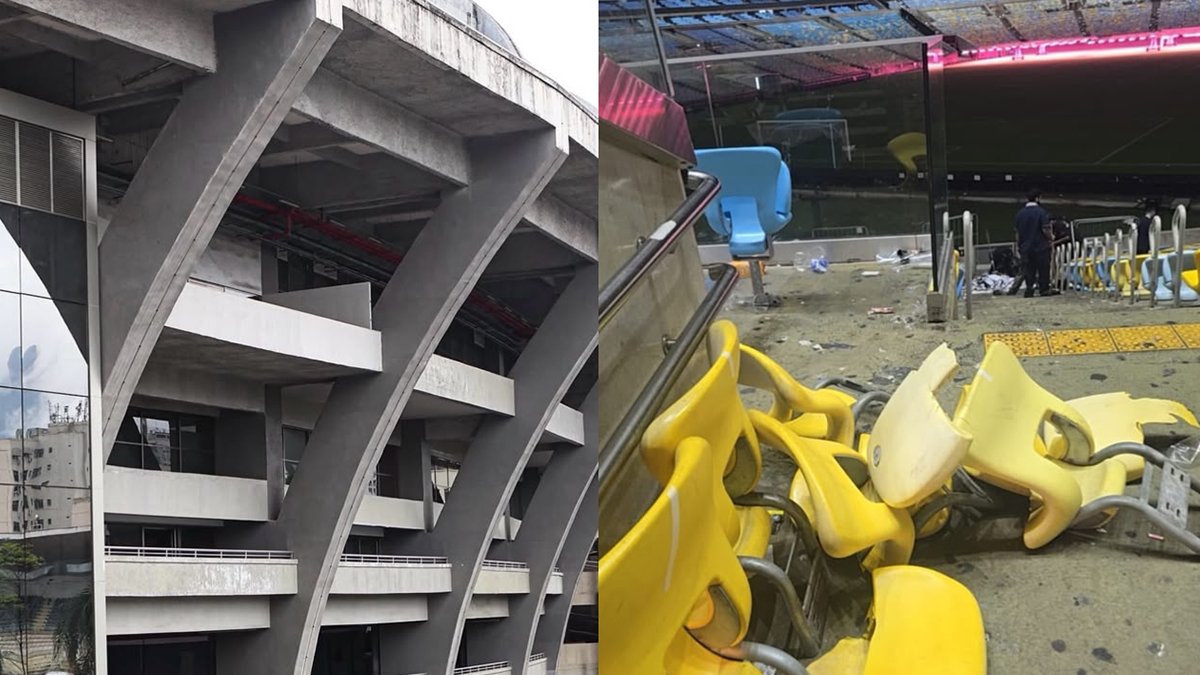 Vandalismo! Torcedores do Vasco quebram cadeiras e danificam banheiros do Maracanã; veja fotos
