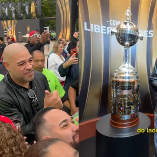 Adriano causa alvoroço na Libertadores Experience e pede o penta do Flamengo