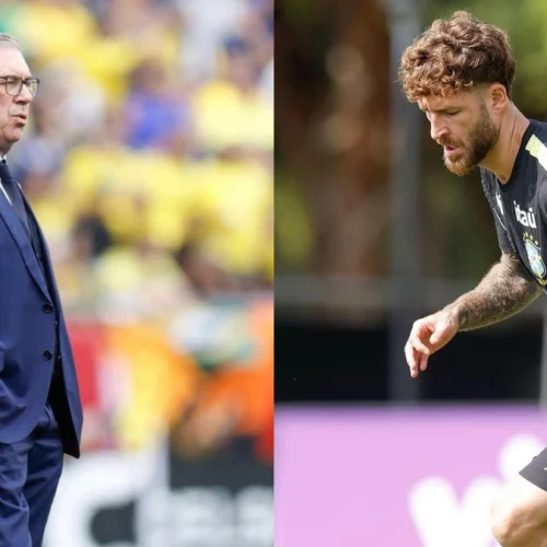 Ancelotti convoca ex-Palmeiras para disputar vaga com jogador do Flamengo no próximo jogo do Brasil