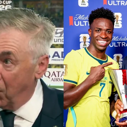 Ancelotti se derrete por Vini Jr após show do atacante na Copa