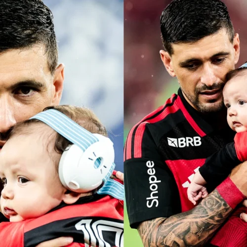 Arrascaeta realiza sonho com filho em jogo do Flamengo x Remo