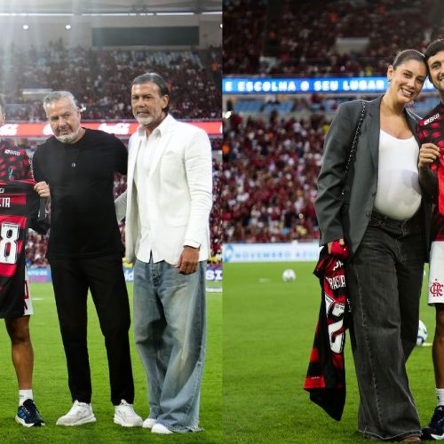 Arrascaeta recebe homenagem no Maracanã antes de jogo do Flamengo x Santos