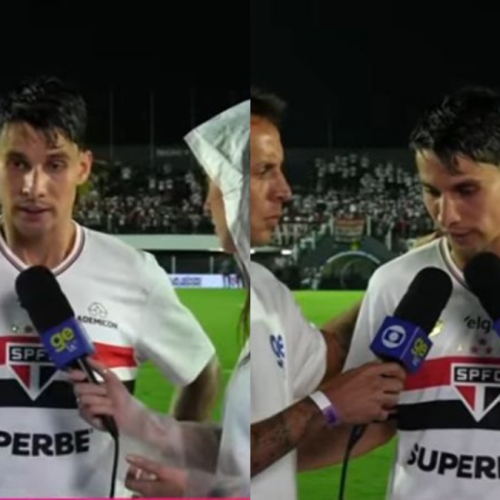 Atacante do São Paulo comemora empate com o Flamengo mesmo com 1 jogador a mais