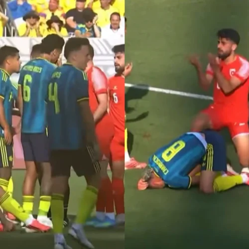 Carrascal é ‘atropelado’ em jogo da Colômbia x Jordânia; veja vídeo