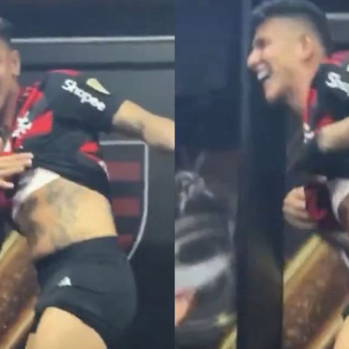 Carrascal surta e faz dança erótica no vestiário após título do Flamengo