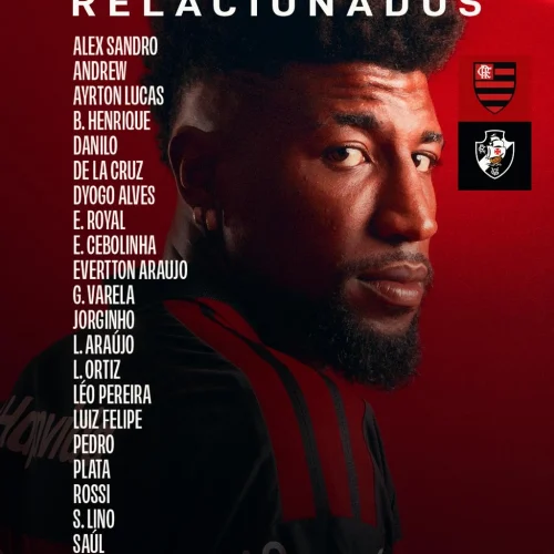 Com 4 desfalques, Flamengo divulga lista de relacionados para jogo contra o Vasco, pelo Brasileirão