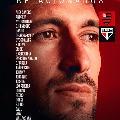 Com 6 desfalques, Flamengo divulga lista de relacionados para jogo contra o São Paulo, pelo Brasileirão