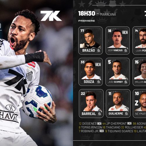 Com Neymar, Santos divulga escalação para jogo contra o Fla