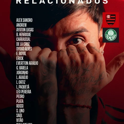 Com Plata e Pulgar, Flamengo divulga lista de relacionados para jogo contra o Palmeiras, pelo Brasileirão