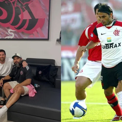 Ex-Flamengo visita Messi em Miami e registra encontro nas redes