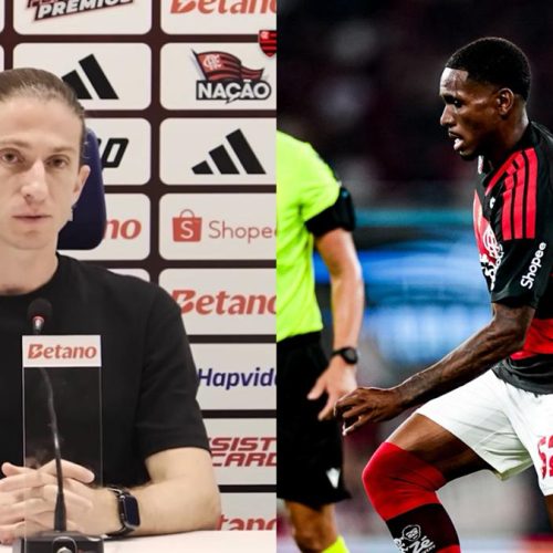 Filipe Luís admite 'injustiça' com Evertton Araújo e justifica escolha de De La Cruz em jogo do Flamengo x Internacional