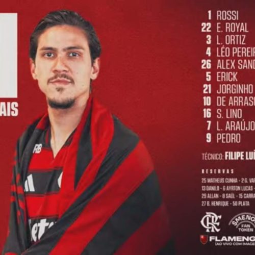 Flamengo divulga escalação para confronto direto com o Palmeiras