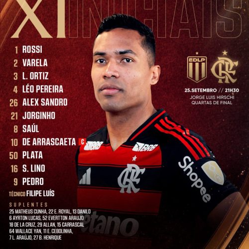 Flamengo divulga escalação para jogo contra Estudiantes,