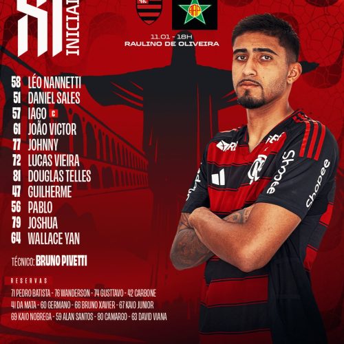 Flamengo divulga escalação para jogo contra a Portuguesa