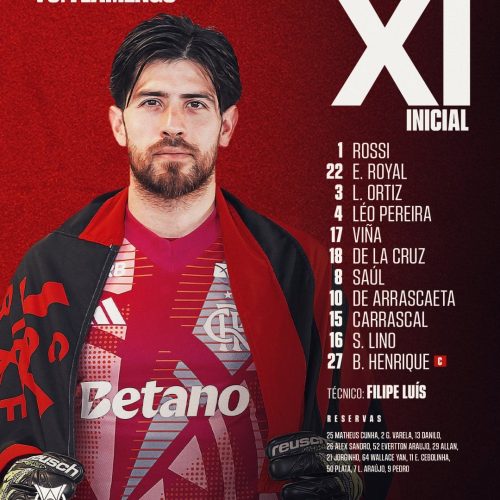 Flamengo divulga escalação para jogo contra o Corinthians