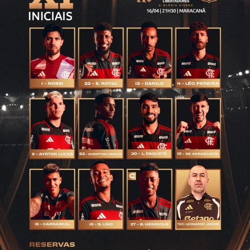 Flamengo divulga escalação para jogo contra o Medellín