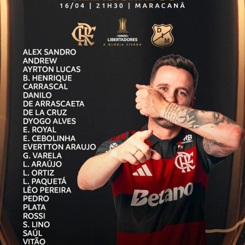 Flamengo divulga lista de relacionados para jogo da Libertadores