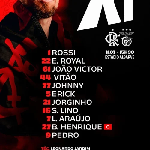 Flamengo e Benfica divulgam escalação para jogo de hoje