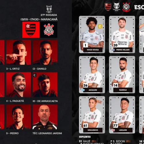 Flamengo e Corinthians divulgam escalação para jogo de hoje