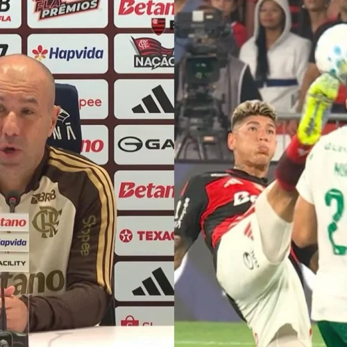 Jardim discorda de expulsão de Carrascal e ‘explode’ com arbitragem após derrota do Flamengo para o Palmeiras