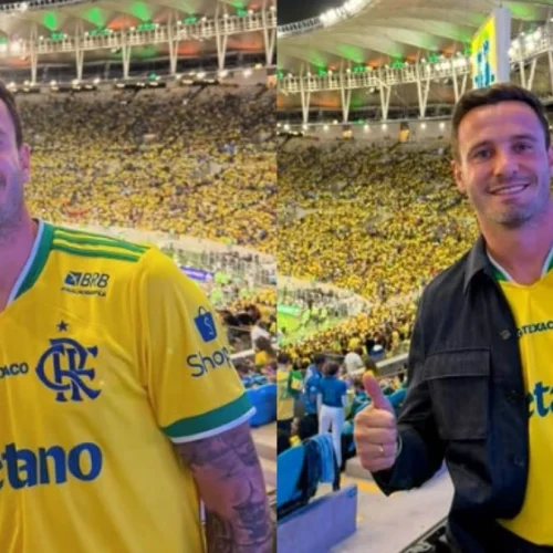 Jogador do Flamengo aproveita férias e marca presença em jogo do Brasil