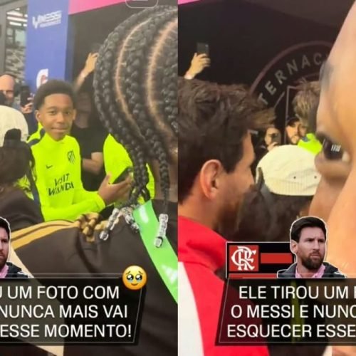 Jogador do Flamengo enlouquece após foto com Messi