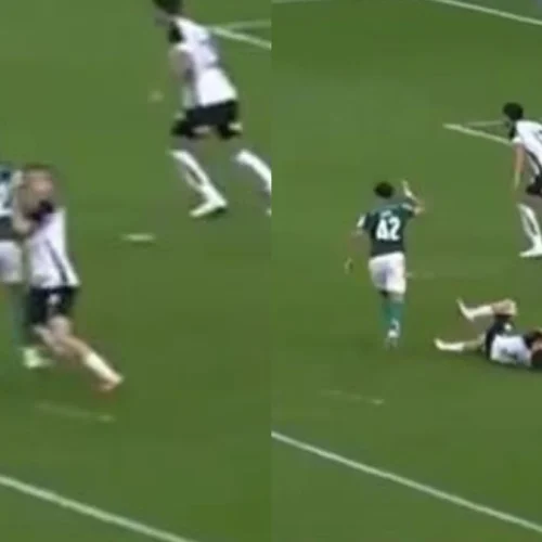 Jogador do Palmeiras dá cotovelada no rosto de atleta do Corinthians e não é expulso; veja vídeo