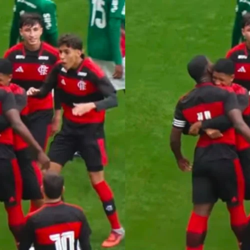 Jogador provoca Palmeiras após marcar gol pelo Flamengo no Nubank Parque; veja vídeo