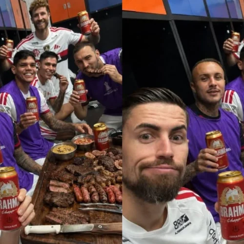 Jogadores do Flamengo fazem churrasco no vestiário após cancelamento de jogo; entenda a brincadeira