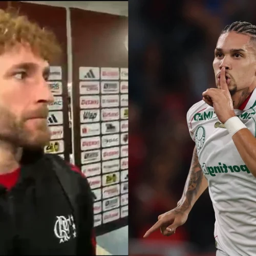Luiz Araújo, do Flamengo, provoca Palmeiras com título da Libertadores após gol de Paulinho no Maracanã