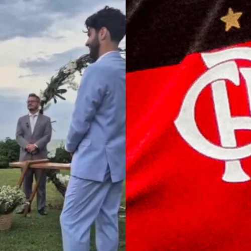 Noiva abandona o Palmeiras e 'assina' com o Flamengo durante casamento; veja vídeo