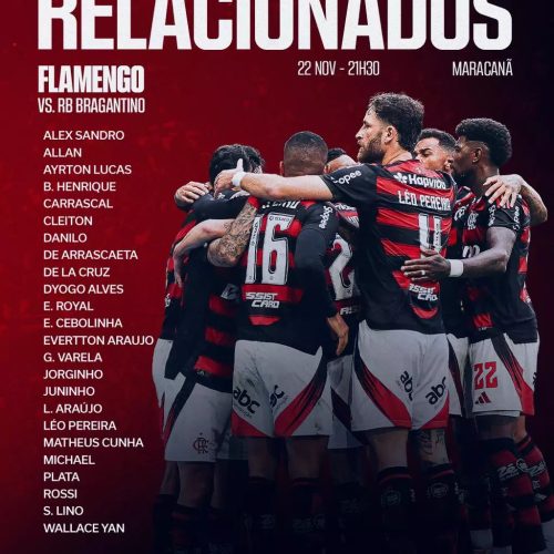 Ortiz vai para o jogo? Flamengo divulga lista de relacionados para jogo contra o RB Bragantino