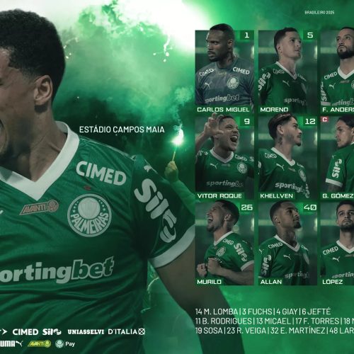 Palmeiras divulga escalação para jogo contra o Mirassol; Flamengo fica de olho