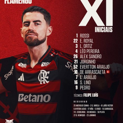 SAIU! Com Evertton Araújo, Filipe Luís define escalação para jogo do Flamengo x Botafogo