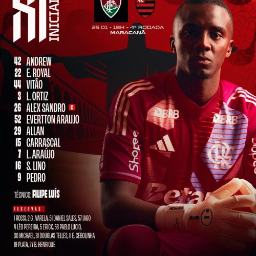SAIU! Flamengo divulga escalação para jogo contra o Fluminense