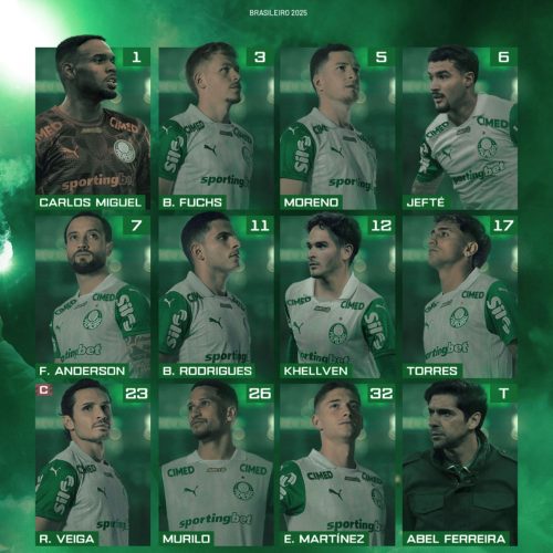 Sem Andreas Pereira e Vitor Roque, Palmeiras divulga escalação para jogo contra o Juventude; Flamengo observa
