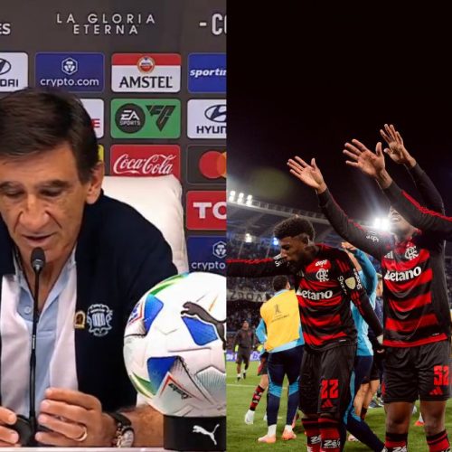 Técnico do Racing cai no choro após classificação do Flamengo