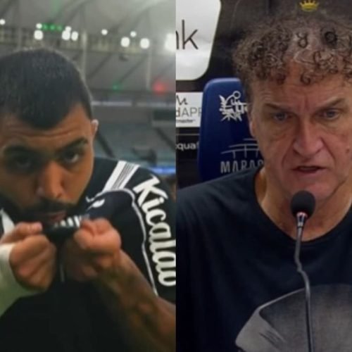 Técnico do Santos, Cuca cita o Flamengo para elogiar Gabigol