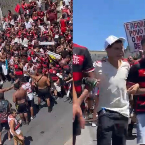 Torcida do Flamengo 'invade' aeroporto antes de viagem do elenco para o Mundial