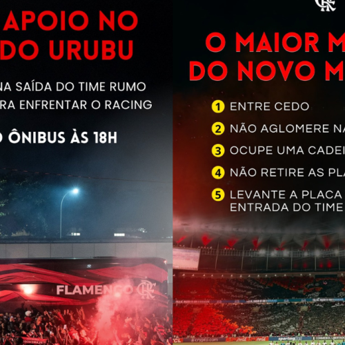 Torcida do Flamengo prepara ‘maior mosaico do novo Maracanã’ em jogo decisivo contra o Racing, pela Libertadores