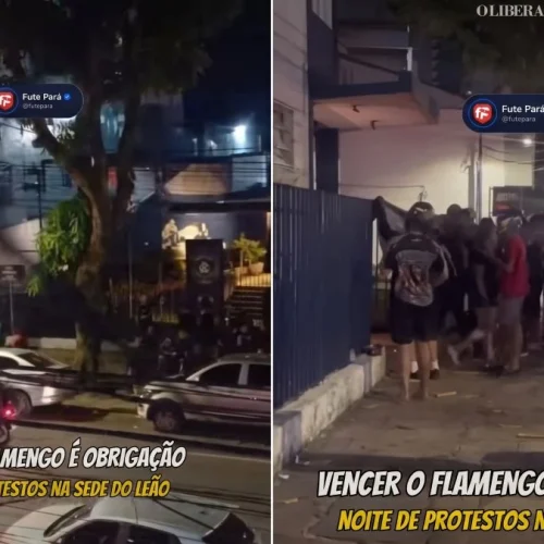 Torcida do Remo faz protesto e pressão antes de jogo com Fla