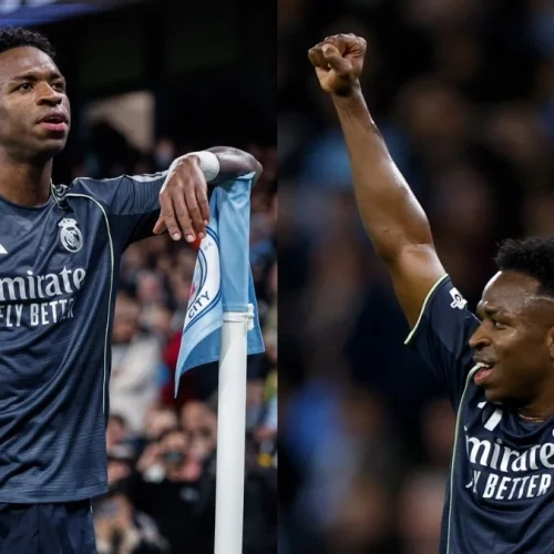 Vini Jr marca 2 gols, e Real Madrid elimina Manchester City na Champions League
