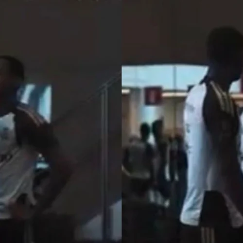 Wallace Yan encara jogador do Flamengo no Ninho do Urubu