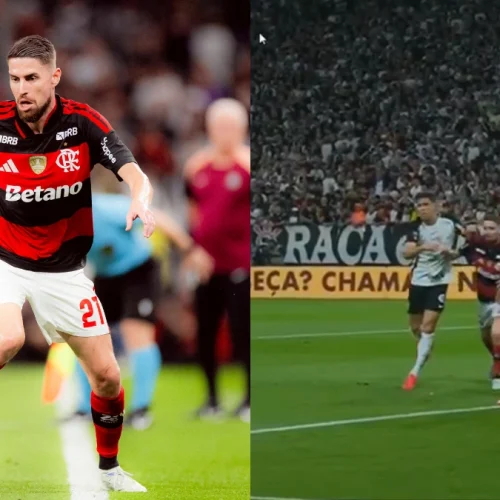 Zagueiro do Corinthians dá soco em Jorginho, do Flamengo, e não recebe cartão